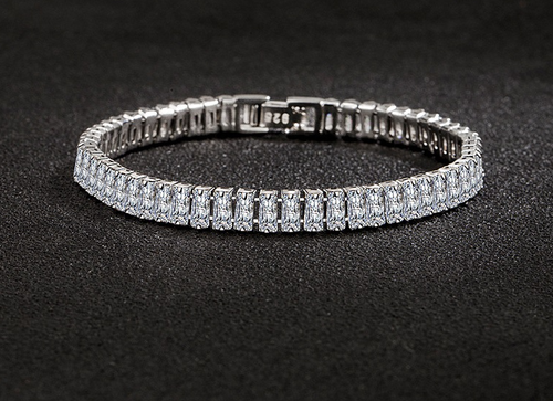 rhodium plated luxury zircon bracelet