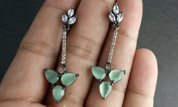 BLACK GUN PLATED LUXURY ZIRCON EARRINGS