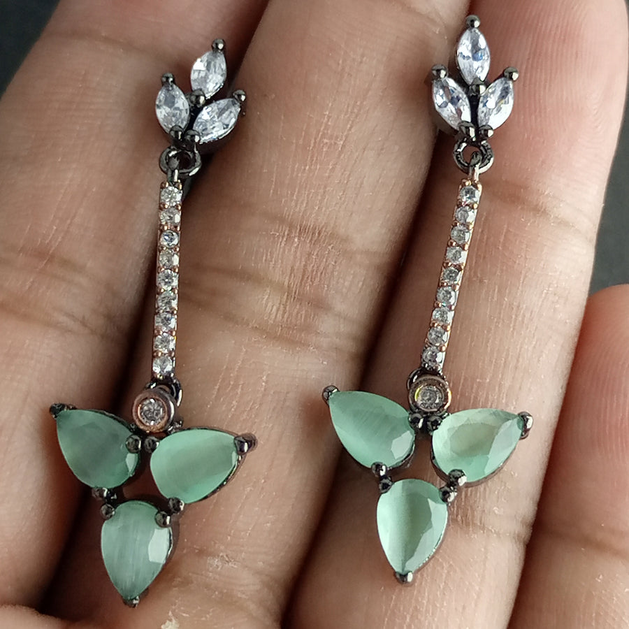 BLACK GUN PLATED LUXURY ZIRCON EARRINGS