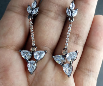 BLACK GUN PLATED LUXURY ZIRCON EARRINGS