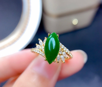 The emerald gold look luxury zircon ring adjustable