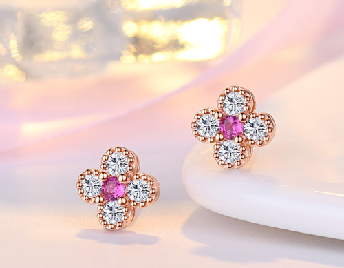 LUXURY WEAR ROSE GOLD PLATED ZIRCON EARRINGS