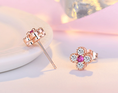 LUXURY WEAR ROSE GOLD PLATED ZIRCON EARRINGS