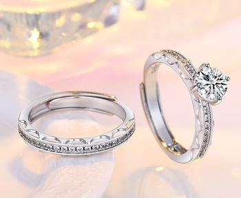 Double ring set platinum plated luxury quality exclusive gift set for her