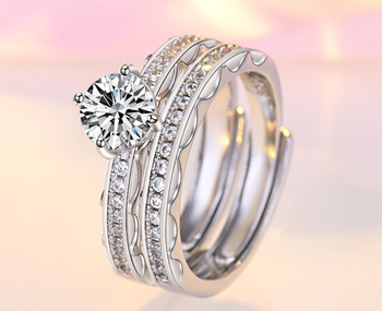 Double ring set platinum plated luxury quality exclusive gift set for her