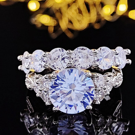 LUXURY RHODIUM PLATED RING SET FOR HER EXCLUSIVE