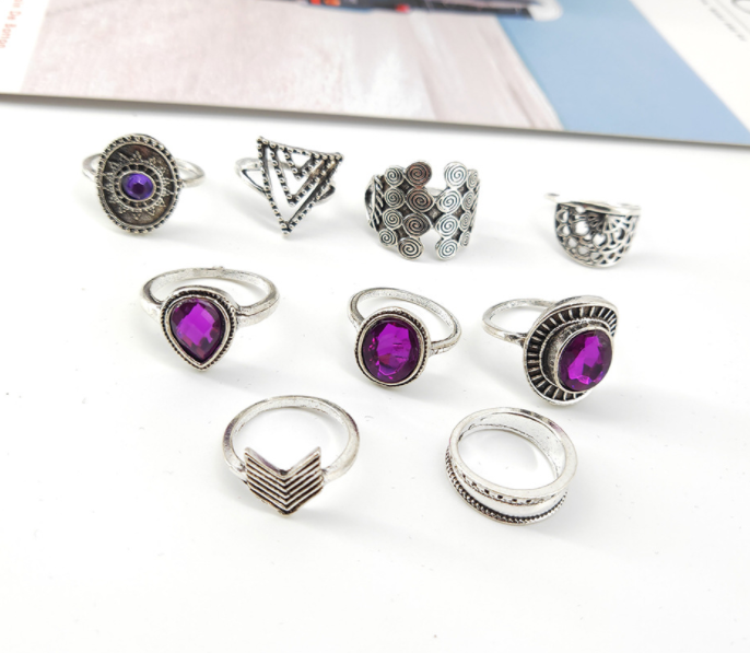 MID FINGER RINGS COMPLETE 9 PIECE SET IN ONE PRICE SPECIAL OFFER!