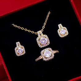 Golden Dreams  luxury pendant chain earrings and ring set