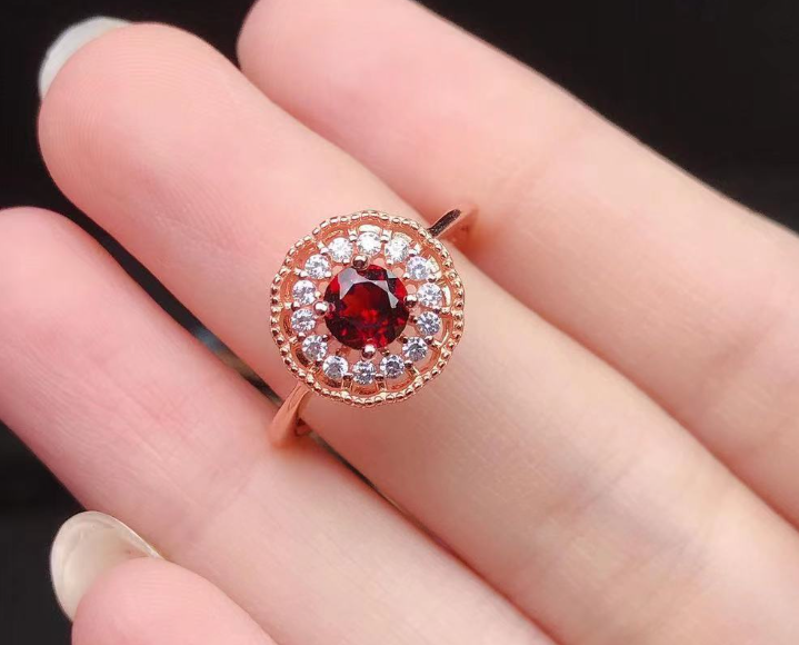 Luxury quality rose gold plated zircon ring adjustable