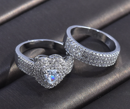 high quality platinum plated zircon ring set