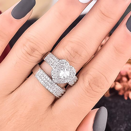 high quality platinum plated zircon ring set