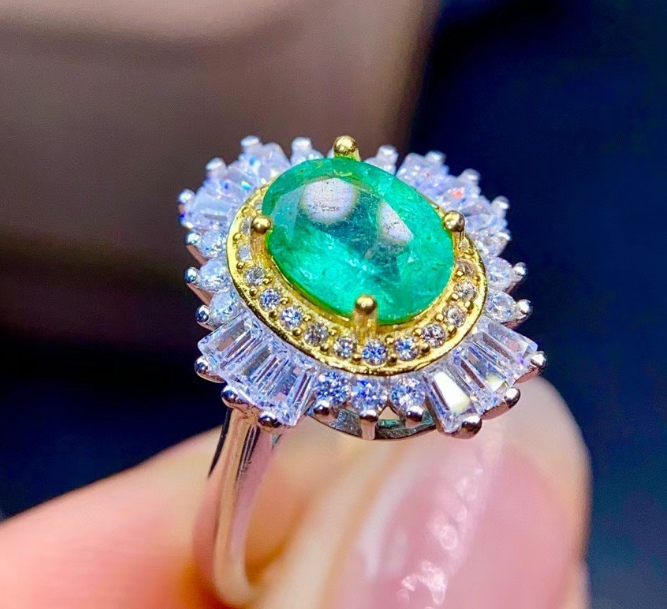 Emerald Sun platinum plated luxury zircon ring adjustable