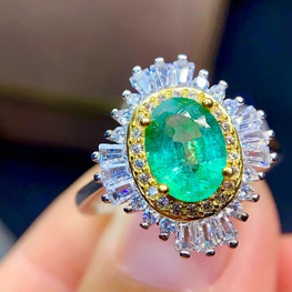Emerald Sun platinum plated luxury zircon ring adjustable