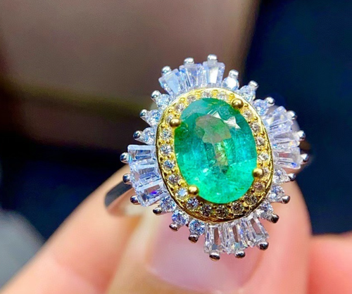 Emerald Sun platinum plated luxury zircon ring adjustable
