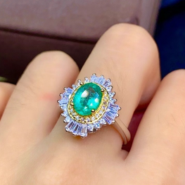 Emerald Sun platinum plated luxury zircon ring adjustable