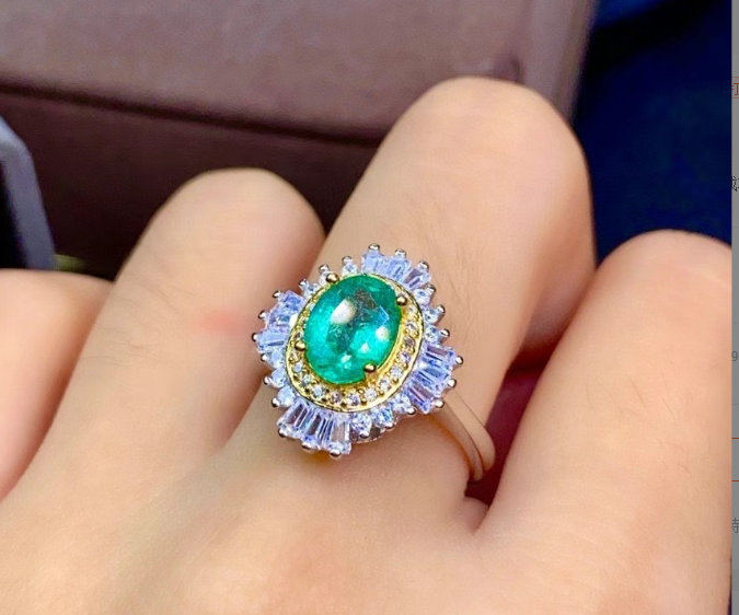 Emerald Sun platinum plated luxury zircon ring adjustable