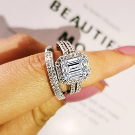 RHODIUM PLATED LUXURY RING SET OF 2.