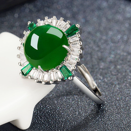 EMERALD CUT LUXURY RHODIUM PLATED ADJUSTABLE RING FOR HER EXCLUSIVE
