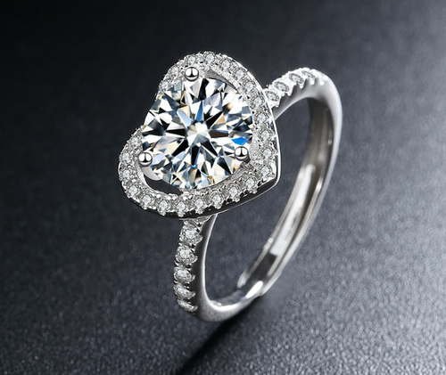 Diamond look heart theme Luxury quality zircon ring adjustable