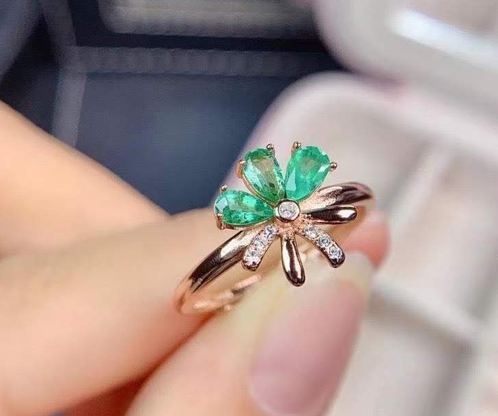 Luxury quality rose gold plated zircon ring adjustable