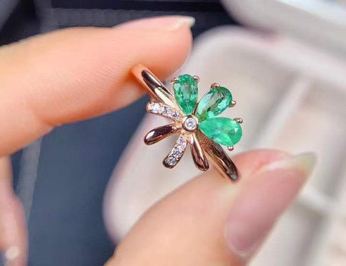 Luxury quality rose gold plated zircon ring adjustable