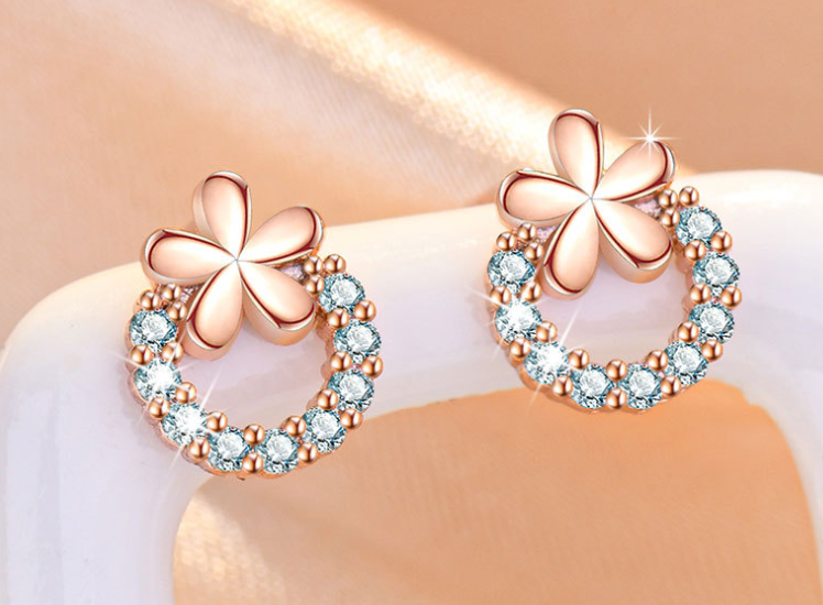 HIGH QUALITY LUXURY WEAR ROSE GOLD PLATED ZIRCON EARRINGS