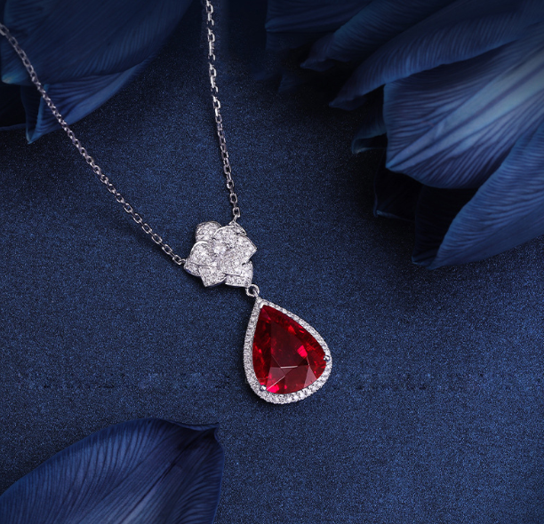 RUBY LOOK LUXURY PENDANT WITH CUSTOMIZE BOX PACKING