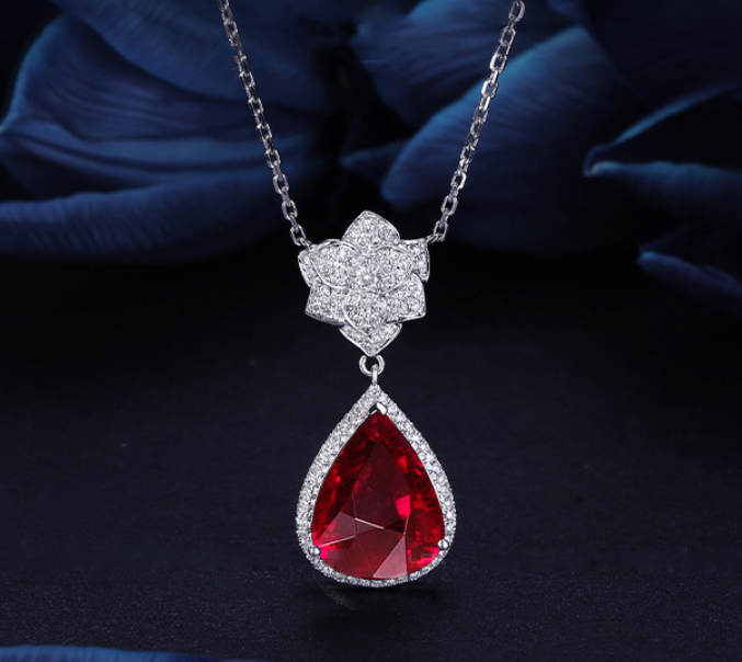 RUBY LOOK LUXURY PENDANT WITH CUSTOMIZE BOX PACKING