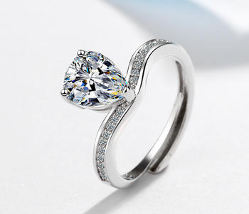 Moissanite look luxury diamond cut adjustable ring exclusive gift for her
