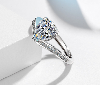 Moissanite look luxury diamond cut adjustable ring exclusive gift for her
