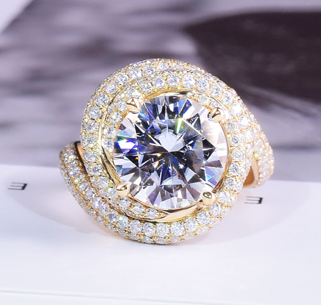 GOLDEN CITRINE GOLD PLATED LUXURY AAA QUALITY ZIRCON ADJUSTABLE RING