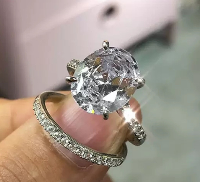 RHODIUM PLATED LUXURY RING SET GIFT FOR HER