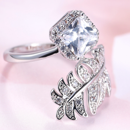 The pattern platinum plated luxury zircon ring adjustable