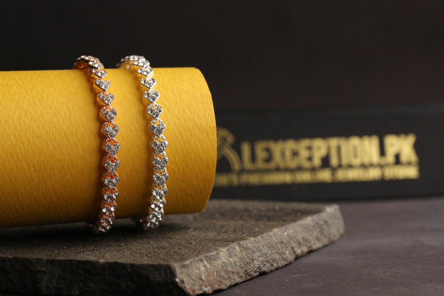 rose gold and platinum plated zircon bracelets set of 2!