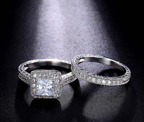 The engagement look perfect diamond cut luxury quality ring set for her