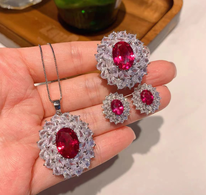 Ruby pendant and earrings 2025 set