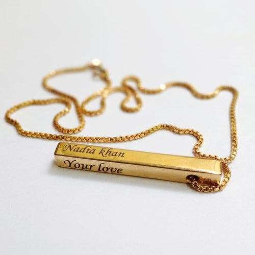 Bar Necklace 4 sides- mention name on jewelry on call confirmation or email after you complete order