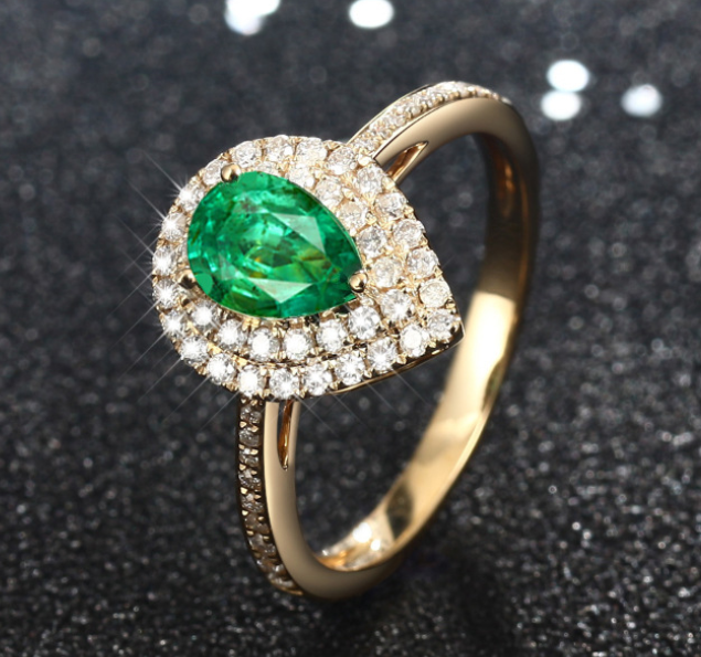 The emerald gold look luxury zircon ring adjustable
