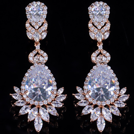 ZIRCON STONES HIGHLY FINISHED ART NOVEAU LUXURY EARRINGS