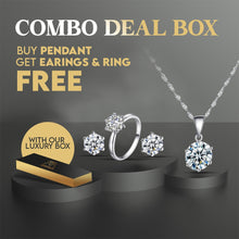Diamond look combo deal box pendant earrings and ring best seller!