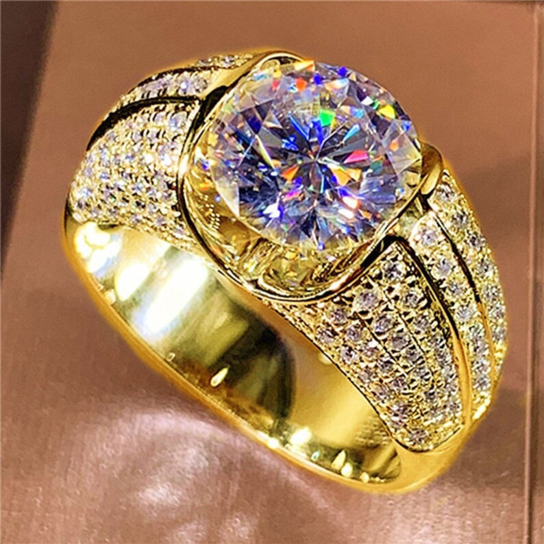 LUXURY AAA QUALITY ZIRCON GOLD PLATED ADJUSTABLE RING