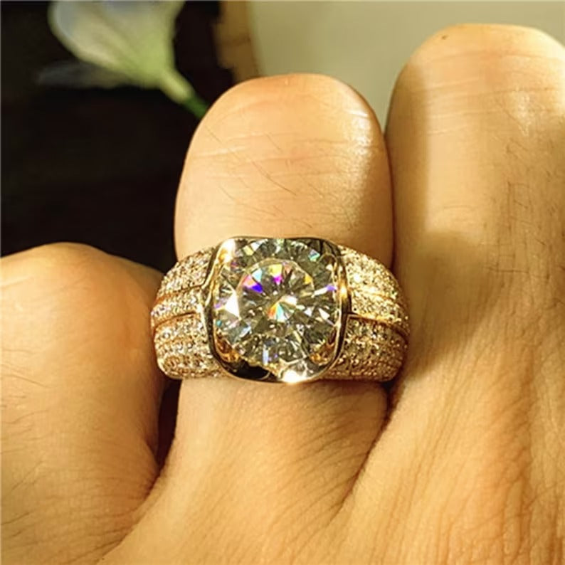 LUXURY AAA QUALITY ZIRCON GOLD PLATED ADJUSTABLE RING