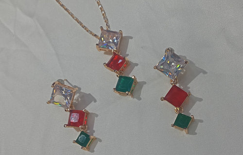 ZIRCON STONES GOLD PLATED JEWELRY SET