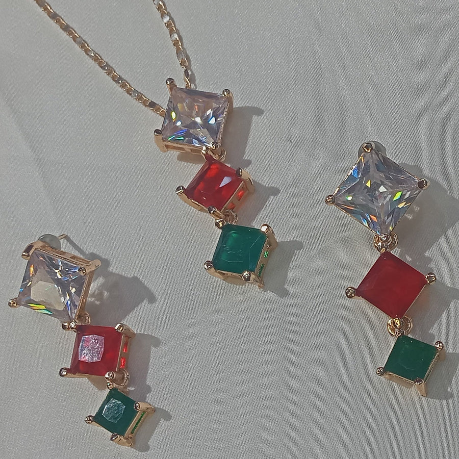 ZIRCON STONES GOLD PLATED JEWELRY SET