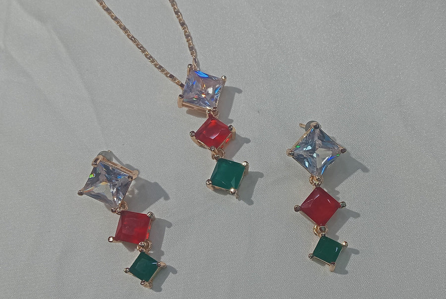 ZIRCON STONES GOLD PLATED JEWELRY SET
