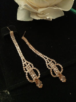 zircon stone champagne earrings gold color