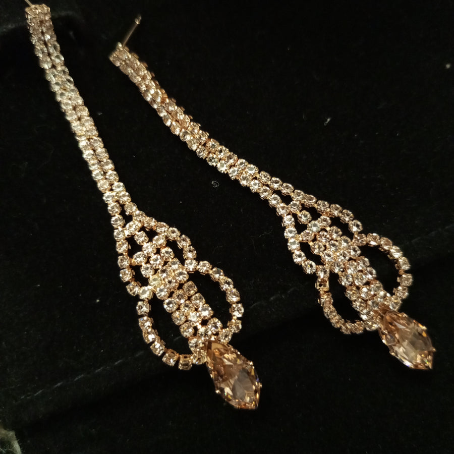 zircon stone champagne earrings gold color