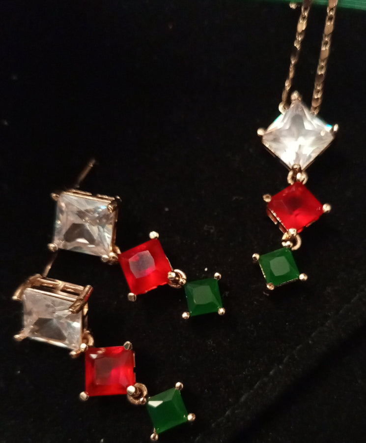 ZIRCON STONES GOLD PLATED JEWELRY SET