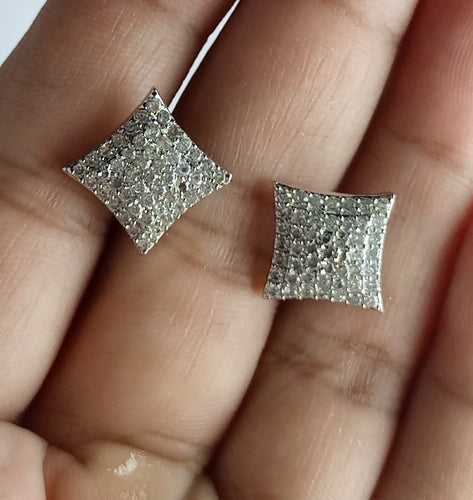 The diamond cut studs rhodium plated luxury earrings