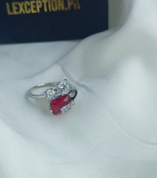 The ruby look luxury platinum plated zircon ring
